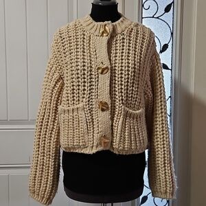 Zara Chunky Knit Cropped Cardigan Small